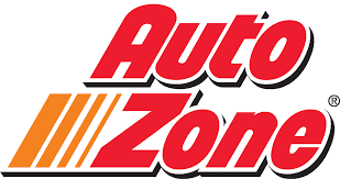 AutoZone logo with red and orange text on a white background.