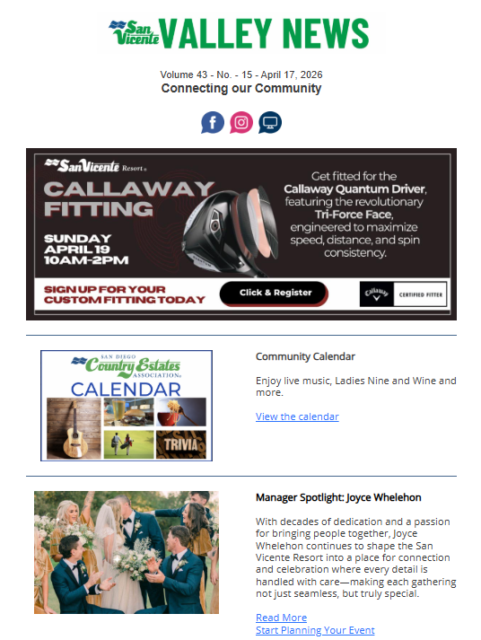 San Vicente Valley eNews Blog