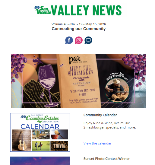 San Vicente Valley eNews Blog San Vicente Valley eNews Blog