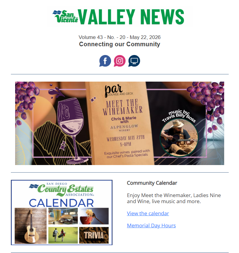 San Vicente Valley eNews Blog San Vicente Valley eNews Blog