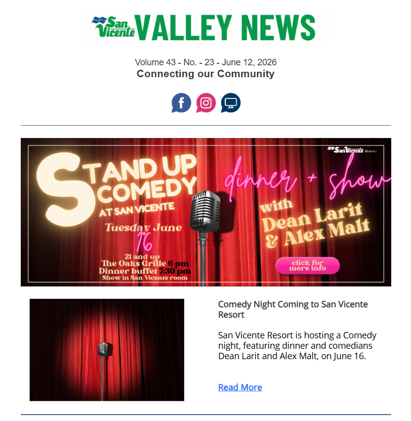 San Vicente Valley eNews Blog