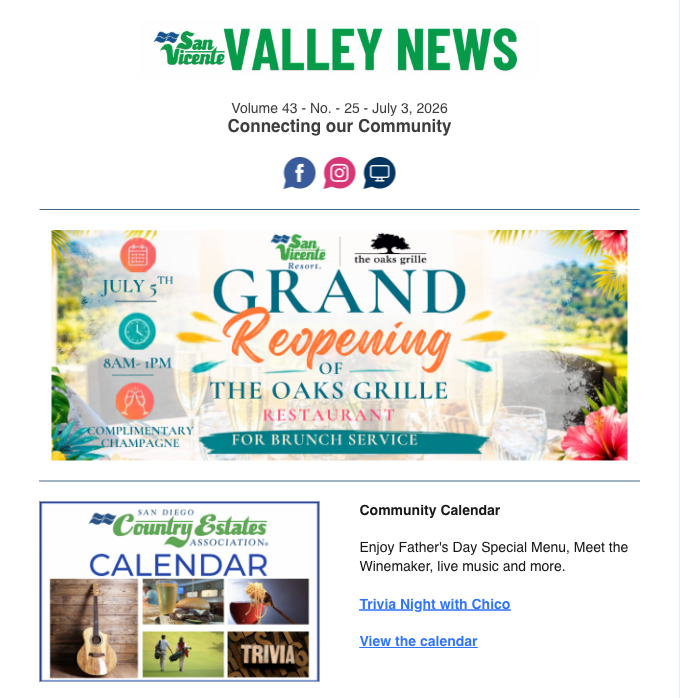 San Vicente Valley eNews Blog