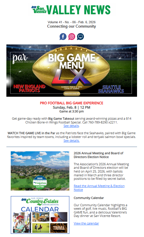 San Vicente Valley eNews Blog
