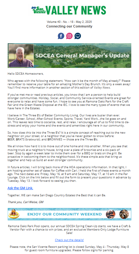 San Vicente Valley eNews Blog