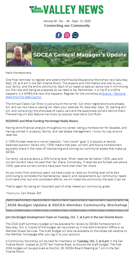 San Vicente Valley eNews Blog