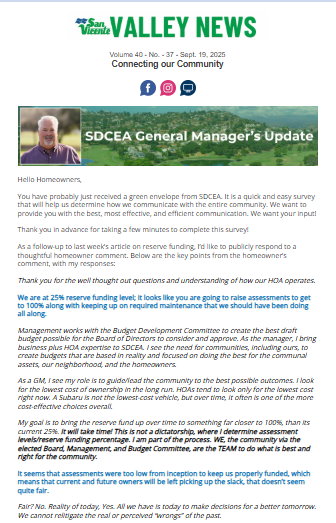 San Vicente Valley eNews Blog