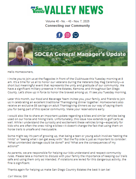 San Vicente Valley eNews Blog San Vicente Valley eNews Blog