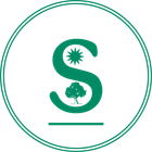 A green letter S logo featuring a starburst and a tree silhouette inside, centered within a double-lined green circle.