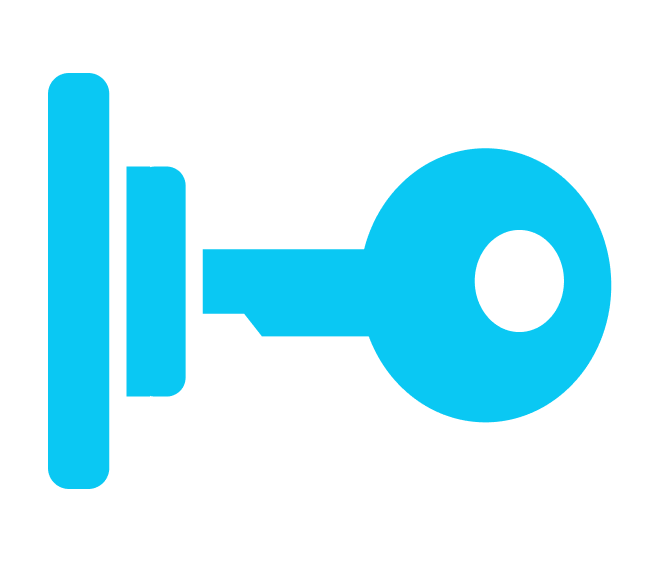 Icon of a key in a lock.