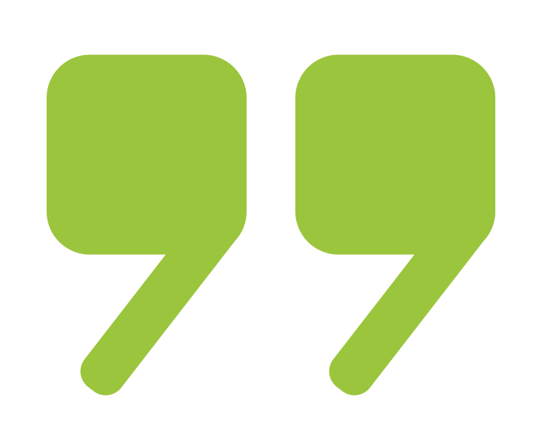 Large green quotation marks.