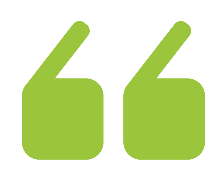 Large green quotations marks.