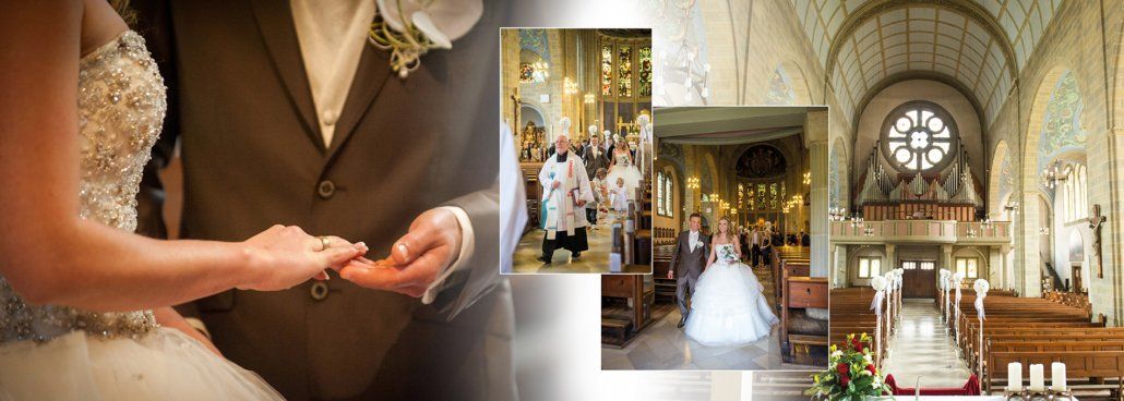 Eine Braut und ein Bräutigam heiraten in einer Kirche.