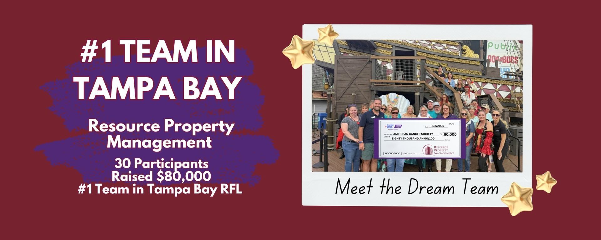 A group of people standing next to each other in front of a sign that says