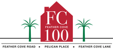 The logo for fc feather cove 100 pelican place feather cove road and feather cove lane