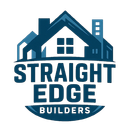 Logo for Straight Edge Builders: blue stylized houses, text "Straight Edge Builders" in white.