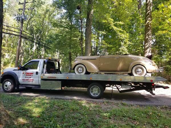 Beige Classic Car on Towing Truck | Elkton, MD | Extreme Towing LLC