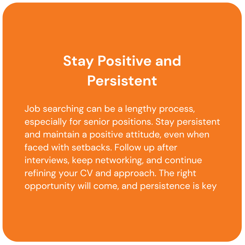 Orange square with text: