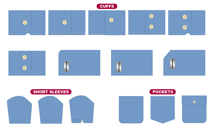 12 cuff custom dress shirt options