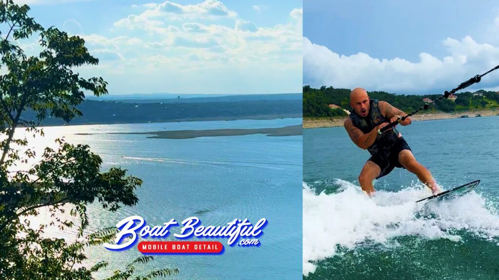 A man is riding a wave on a wakeboard in the water.