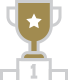 A gold trophy with a white star on its cup, resting on a pedestal labeled with the number one.