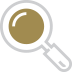 A simple, brown-filled magnifying glass icon with a thick, light gray outline.
