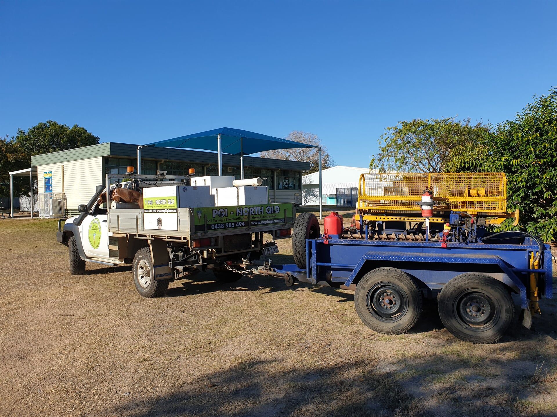 Our Ute with Testing Rig - Geotechnical Investigation in Rosslea, QLD