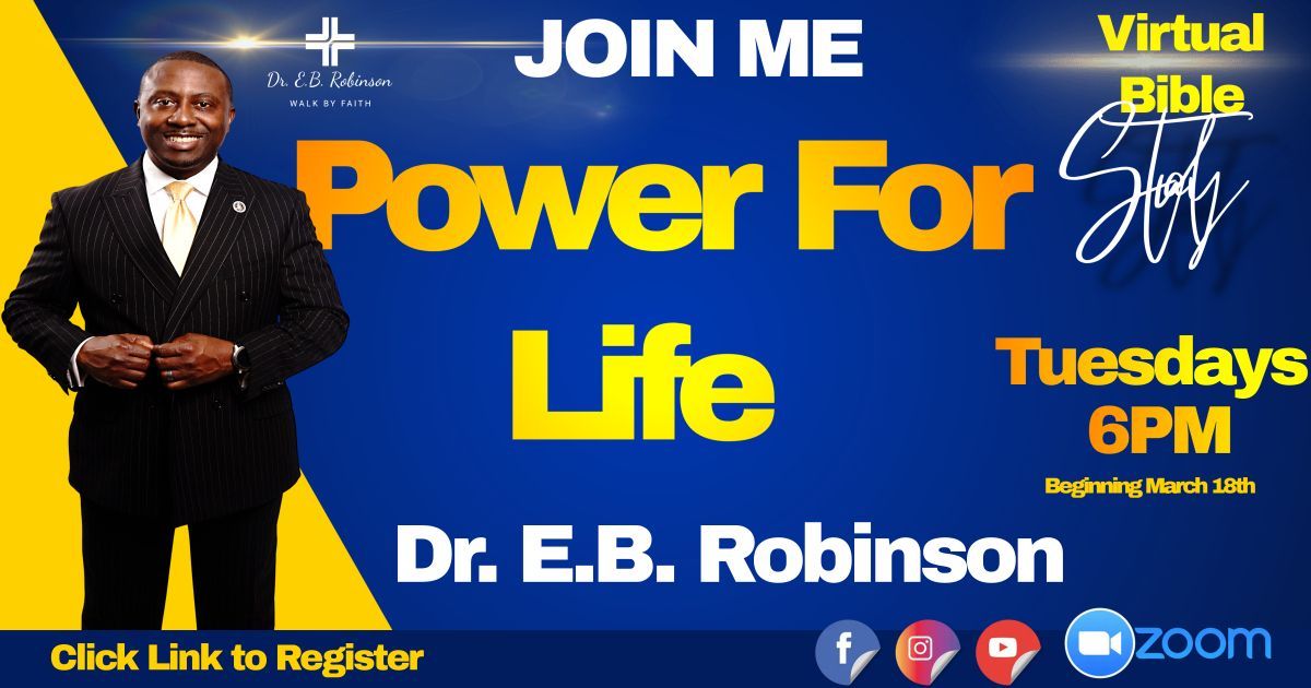 A poster for a virtual bible study called power for life