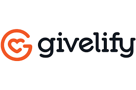 The logo for givelify is black and orange with a heart in the middle.