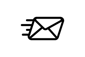 A black and white icon of an envelope with three lines coming out of it.