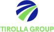 Um logotipo de uma empresa chamada grupo tirolla com um círculo azul e verde.