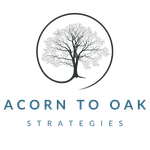 The Acorn to Oak Strategies logo, an oak tree with a circle around and Acorn to Oak Strategies text below | Acorn to Oak Strategies SEO Web Design
