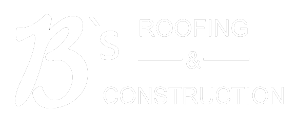 Logo for B's Roofing & Construction; white cursive "B's" next to "Roofing & Construction" separated by a line and "&."