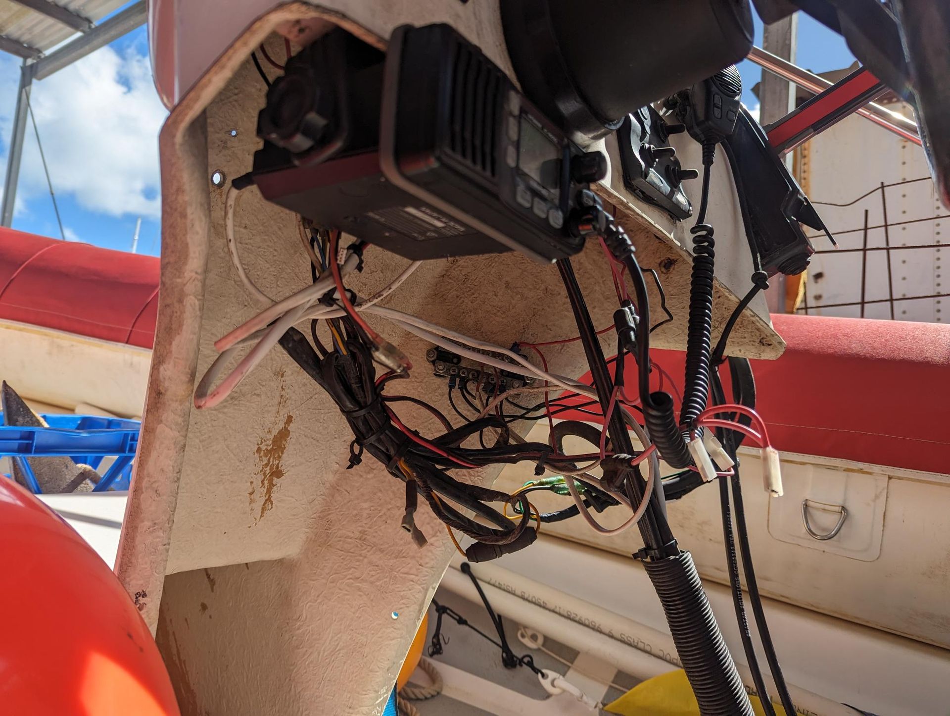 Radio and Wires Mounted in a Boat's Console — Symbiote Systems in Proserpine, QLD