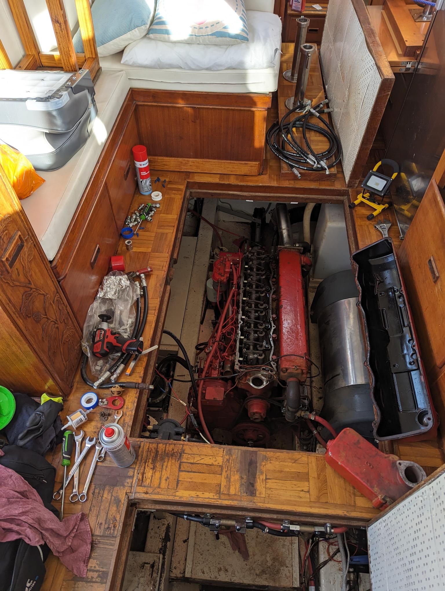 A Boat Engine Compartment With the Floor Panels Removed — Symbiote Systems in Airlie Beach, QLD