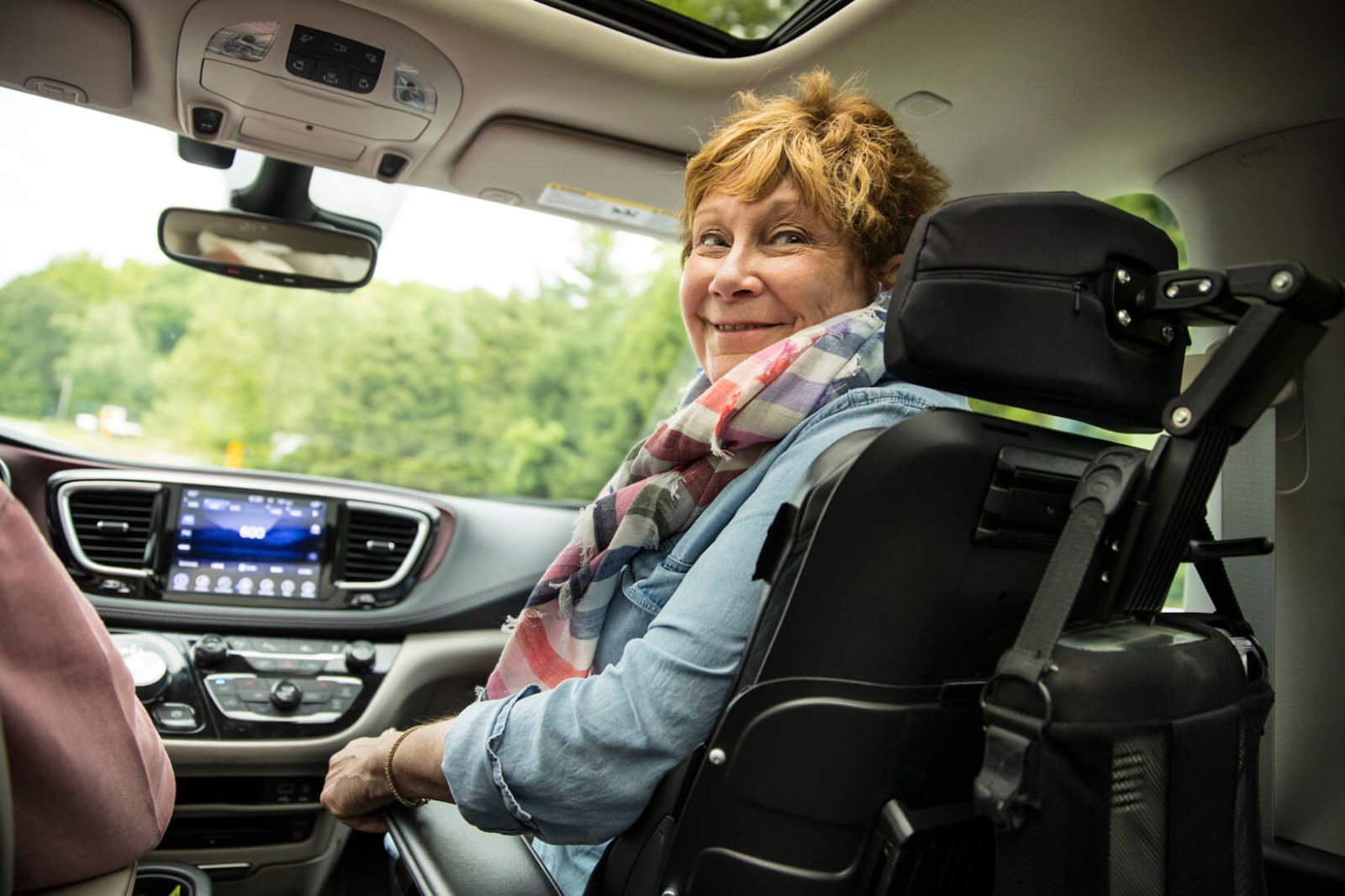 disabled woman in van