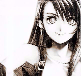 A black and white drawing of a girl with long hair