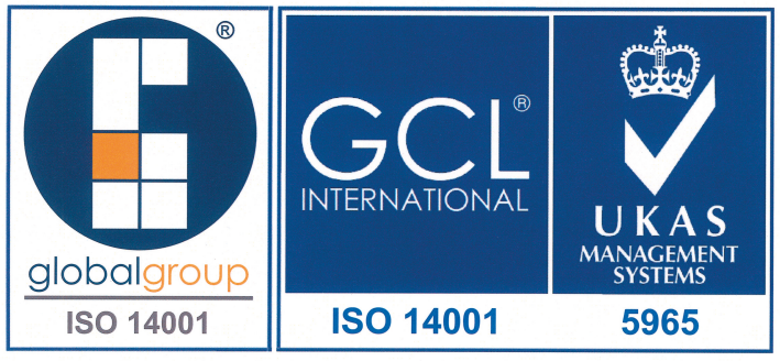 Logotipos para el grupo global iso 14001 gcl internacional y sistemas de gestión ukas