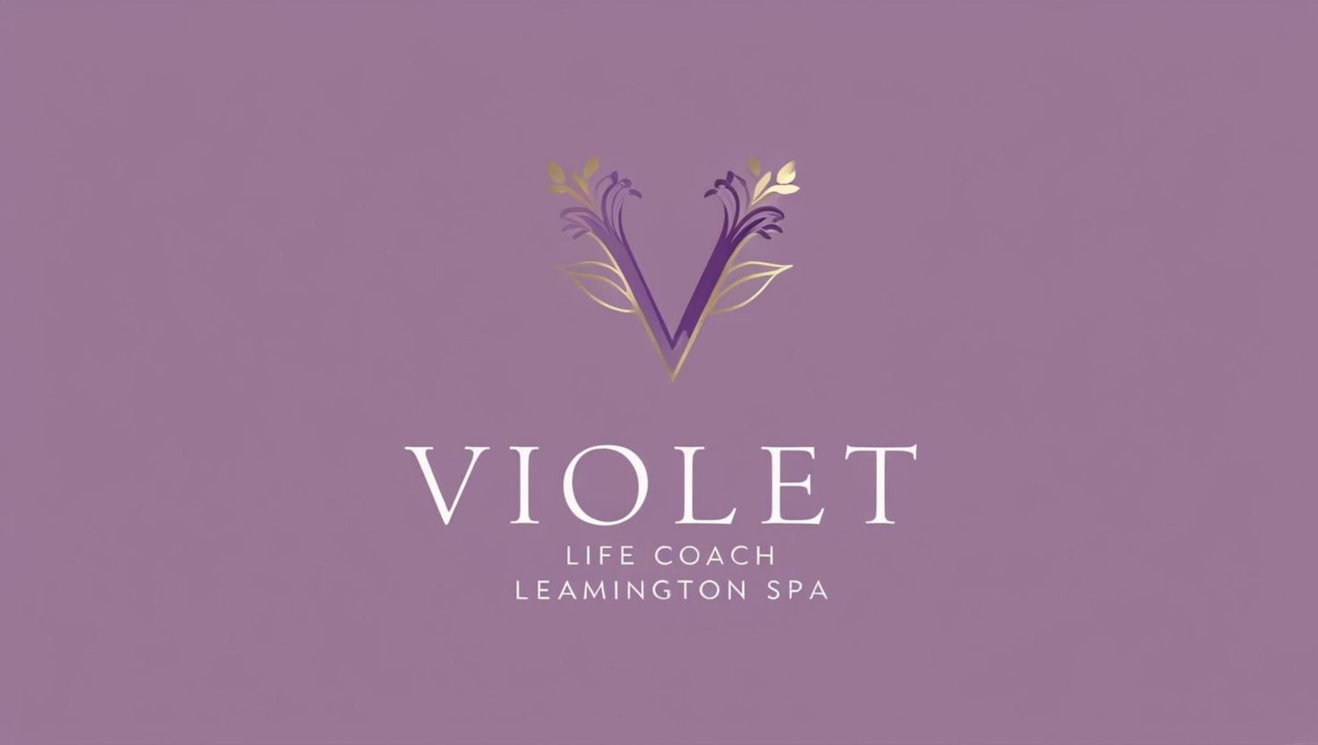 The logo for violet leamington spa is purple and gold.