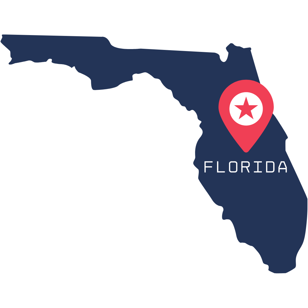Map of Florida with a red location pin marking Jacksonville.