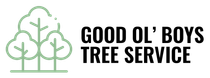 Logo for Good Ol' Boys Tree Service: green trees next to black text.