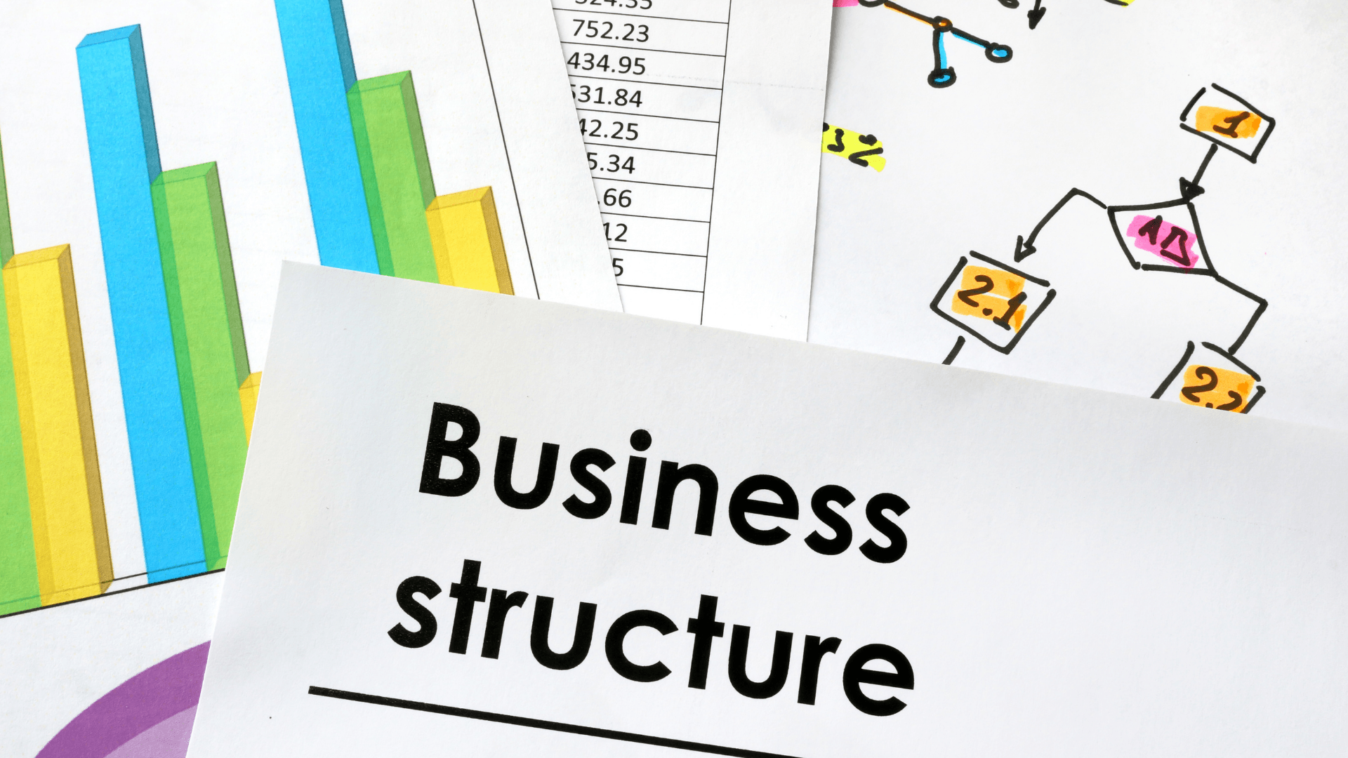 Business structure document on paper stack
