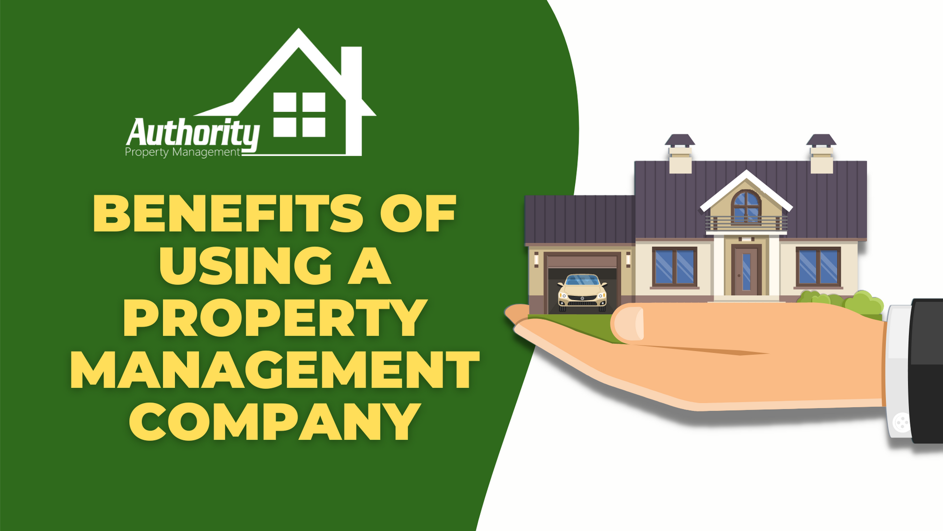 Hand holding miniature house, highlighting property management company benefits
