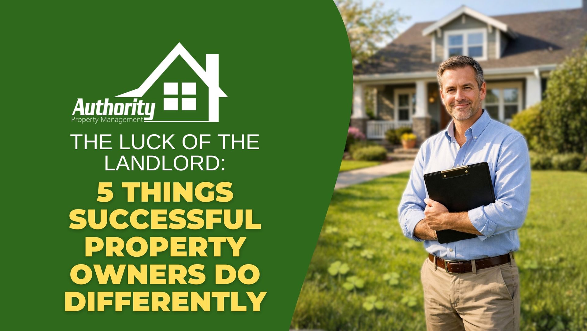 A confident landlord standing in front of a well-maintained residential property