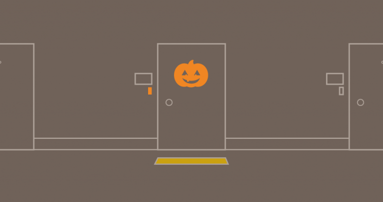 door with pumpkin on it