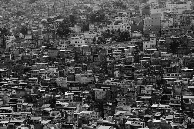 Black and White Aerial of city