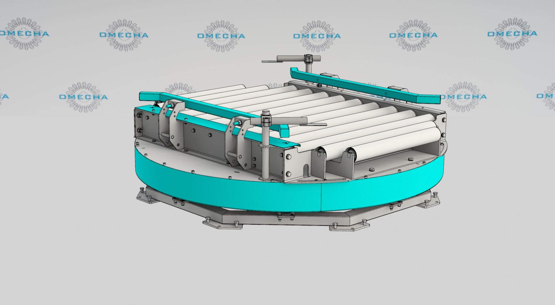 turntable roller conveyor palette handling omecha
