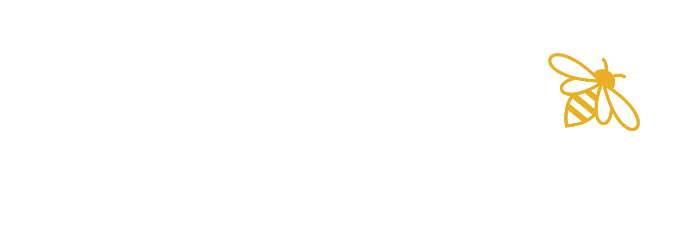 A logo for honey bee cakes is shown on a white background.