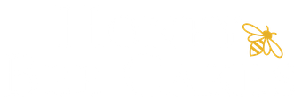 A logo for honey bee cakes is shown on a white background.