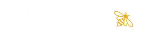 A logo for honey bee cakes is shown on a white background.