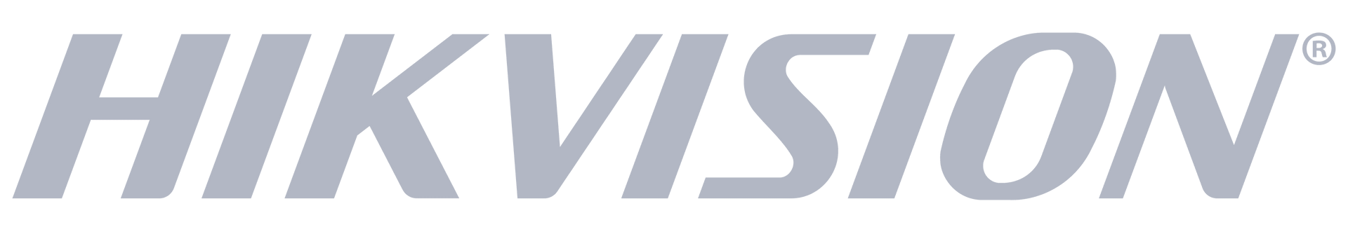 Hikvision logo, gray text on a white background. The word 